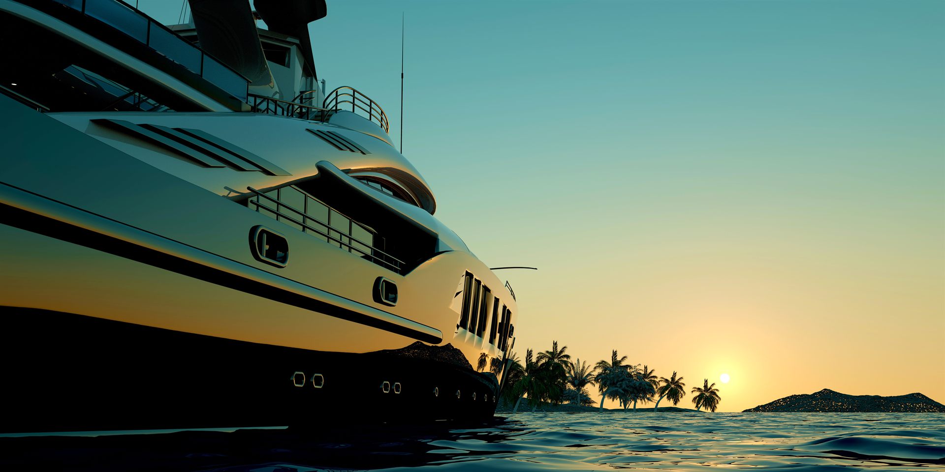 Luxury yacht at sea